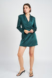 Wrapped Blazer Mini Dress With Drawstring