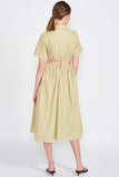 Button Up Collared Midi Cut Out Dress