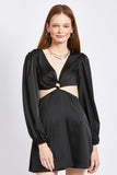 V Neck Cut Out Mini Dress With O Ring Detail
