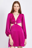 V Neck Cut Out Mini Dress With O Ring Detail