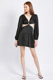 V Neck Cut Out Mini Dress With O Ring Detail