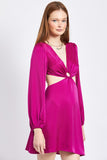 V Neck Cut Out Mini Dress With O Ring Detail