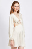 V Neck Cut Out Mini Dress With O Ring Detail