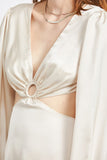 V Neck Cut Out Mini Dress With O Ring Detail