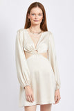 V Neck Cut Out Mini Dress With O Ring Detail