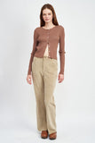 Long Sleeve Button Up Crop Top