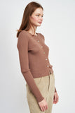 Long Sleeve Button Up Crop Top
