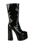 Vinkele Patent PU Platform Heeled Calf Boots