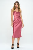 Solid Satin Midi Skirt
