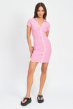 Exposed Seam Collared Mini Dress