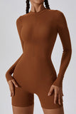 Solid Zippered Long-Sleeved Sports Jumpsuit