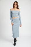 Off Shoulder Long Sleeve Knit Top