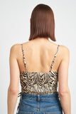 Zebra Print Ruched Corset Top