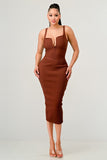 Thin Strap Midi Bandage Dress
