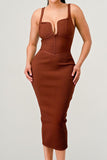 Thin Strap Midi Bandage Dress