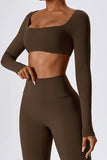 Long Sleeves Square Collar Cropped Top