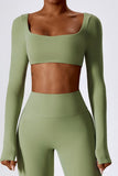 Long Sleeves Square Collar Cropped Top