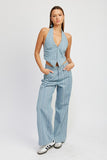 Mid Rise Wide Leg Pants