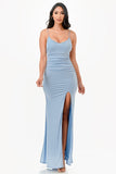 High Slit Glitter Strappy Dress