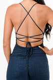 High Slit Glitter Strappy Dress