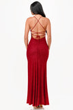 High Slit Glitter Strappy Dress