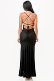 High Slit Glitter Strappy Dress