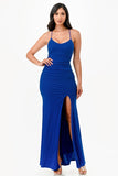 High Slit Glitter Strappy Dress