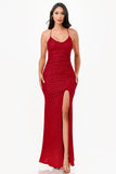 High Slit Glitter Strappy Dress