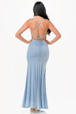 High Slit Glitter Strappy Dress