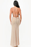 High Slit Glitter Strappy Dress