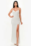 High Slit Glitter Strappy Dress