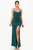 High Slit Glitter Strappy Dress
