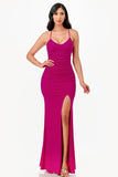 High Slit Glitter Strappy Dress