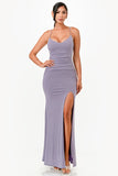 High Slit Glitter Strappy Dress