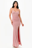 High Slit Glitter Strappy Dress