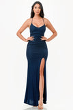 High Slit Glitter Strappy Dress