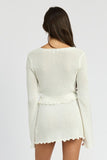 Sheer Long Sleeve Cardigan With Front Tie