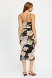 Ruched Midi V Neck Dress