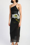 One Shoulder Ruched Maxi Dress With Slit