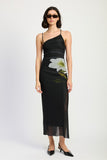 One Shoulder Ruched Maxi Dress With Slit