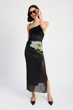One Shoulder Ruched Maxi Dress With Slit