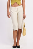 Tailored Mid Rise Bermuda Pants With Front Button